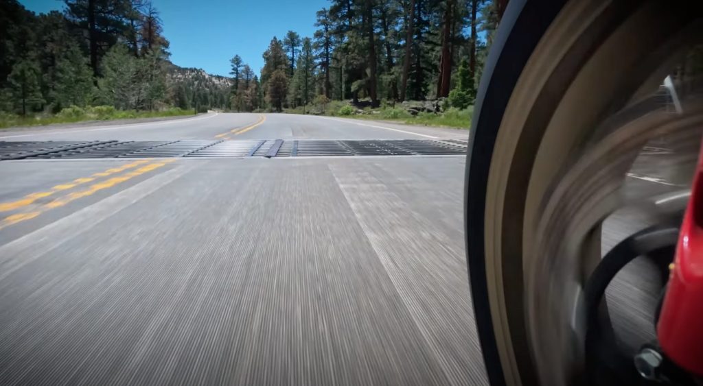 cattle guard mid-corner motorcycle
